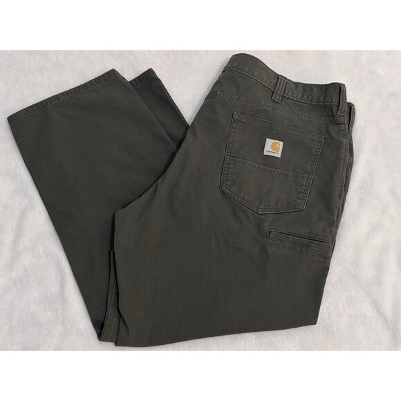 Carhartt Pants Jeans Mens 40 x 29 Olive Green Rugged Flex Relaxed Flat Front - Picture 1 of 7